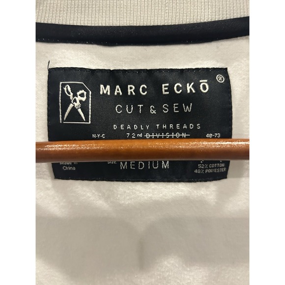 Y2K Marc Ecko Cut and Sew White & Black Zip Up Preppy Medium - Picture 10 of 10